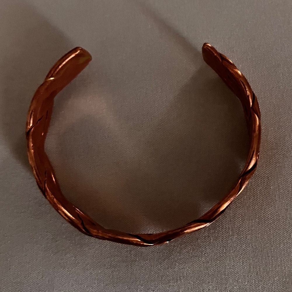 Vintage Cuff Bracelet Solid Copper Twisted Rope A… - image 5